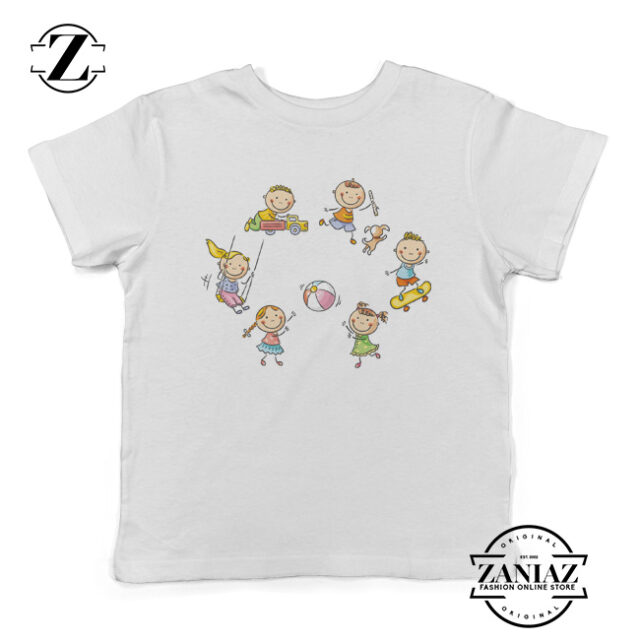 Kids Tee Child Play Cartoon Cute Kids Playing Shirt