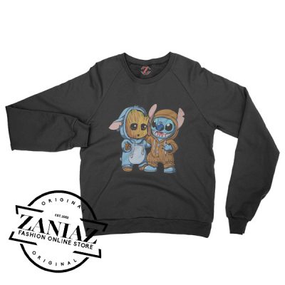 Stitch And Baby Groot Gift Sweatshirt Unisex Crewneck Size S-3XL