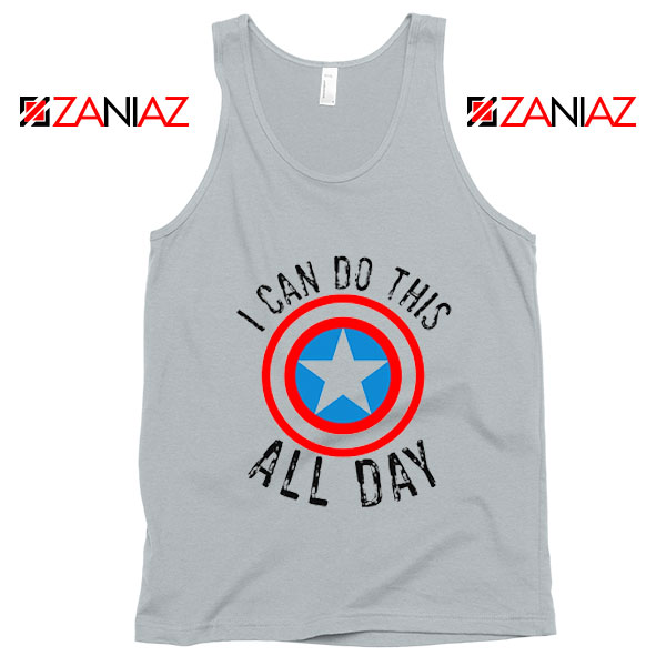 Captain America Tank Top I Can Do This All Day Tank Top Quote New SIlver