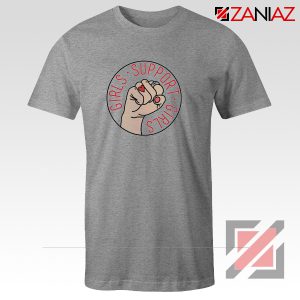 Girls Support Girls T Shirt Cheap Feminist T-Shirt Girl Power Sport Grey