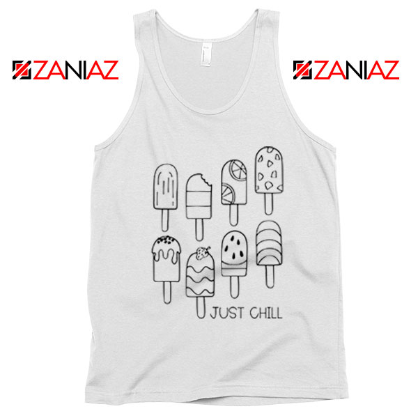 Just Chill Popsicle Tank Top Summer Vacation Tank Top Ice Cream White