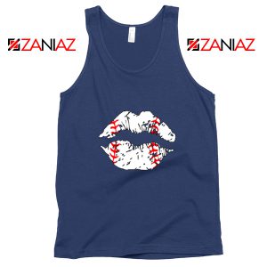 Baseball Lips Cheap Tank Top Baseball Fan Tank Top Size S-3XL Navy