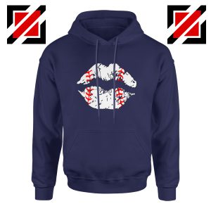 Baseball Lips Hoodie Baseball Women's Best Hoodie Navy