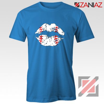 Baseball Lips Shirt Baseball Fan Best Shirt Size S-3XL Blue