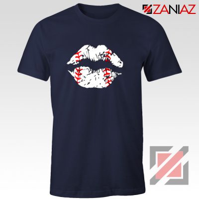 Baseball Lips Shirt Baseball Fan Best Shirt Size S-3XL Navy