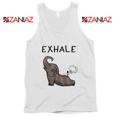 Elephant Exhale Tank Top Funny Animal Summer Tank Top White
