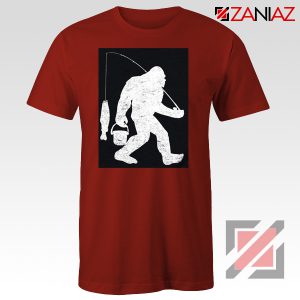 Fisher Dad Tshirt Bigfoot Fishing Shirt Funny Gifts Unisex Red