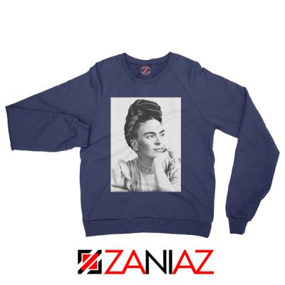 Frida Kahlo Woman Sweatshirt Mexican Christmas Sweatshirt Navy