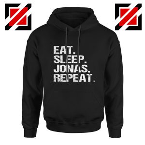 Jobros Happiness Begins Concert Hoodie Eat Sleep Jonas Repeat Hoodie Black