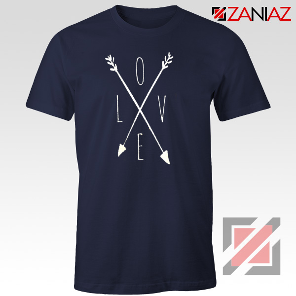 Love Cross Arrows T Shirt Gift Valentines Day Shirts With Love Navy Blue