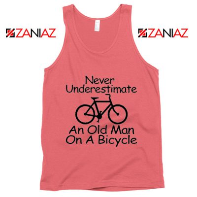 Never Underestimate An Old Man On A Bicycle Tank Top Men's Coral