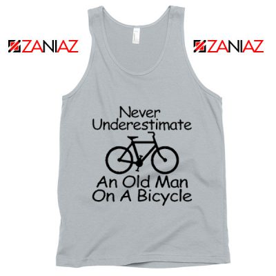 Never Underestimate An Old Man On A Bicycle Tank Top Men's New Silver