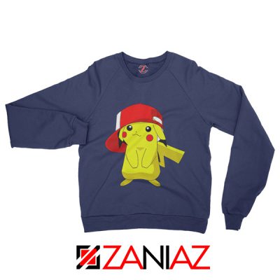 Ash's Pokemon Sweatshirt Pikachu Movies Best Sweatshirt Size S-2XL Navy Blue