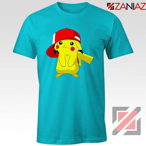 Ash's Pokemon T-shirt Pikachu Movies Best T-shirt Size S-3XL Light Blue