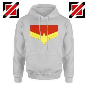 Captain Marvel Logo Hoodie Marvel Comics Hoodie Size S-2XL Sport Grey