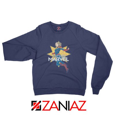 Captain Marvel Star Sweatshirt Superhero Sweatshirt Size S-2XL Navy Blue