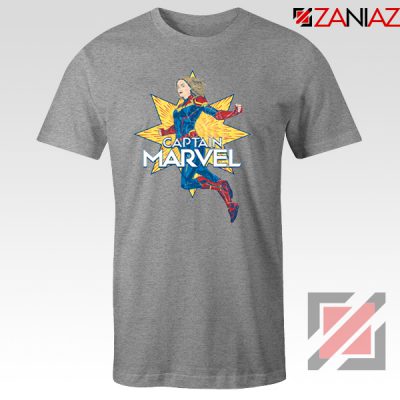 Captain Marvel Star T Shirt American Superhero Tee Shirt Size S-3XL Grey