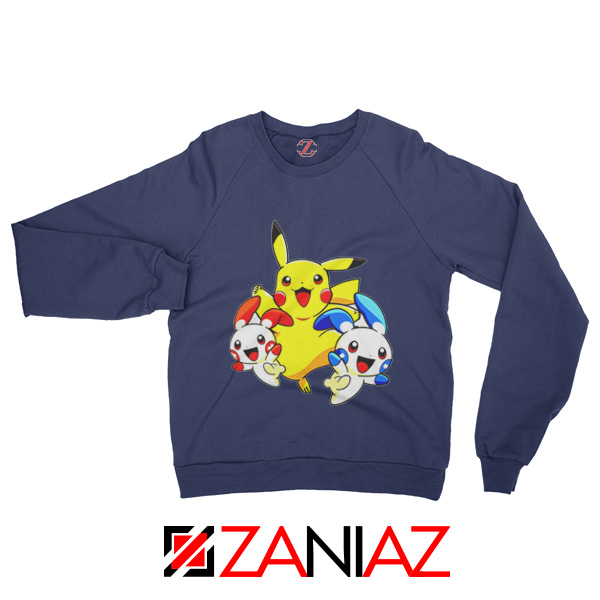Hello Pokemon Sweatshirt Pokemon Pikachu Happy Sweatshirt Navy Blue