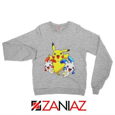 Hello Pokemon Sweatshirt Pokemon Pikachu Happy Sweatshirt Sport Grey