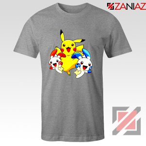 Hello Pokemon T Shirts Pokemon Pikachu Happy T-Shirt Size S-3XL Sport Grey