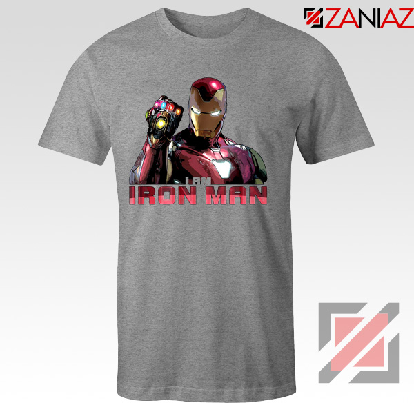 I Am Iron Man Infinity Gauntlet T-shirts Avengers Endgame Tshirts Sport Grey