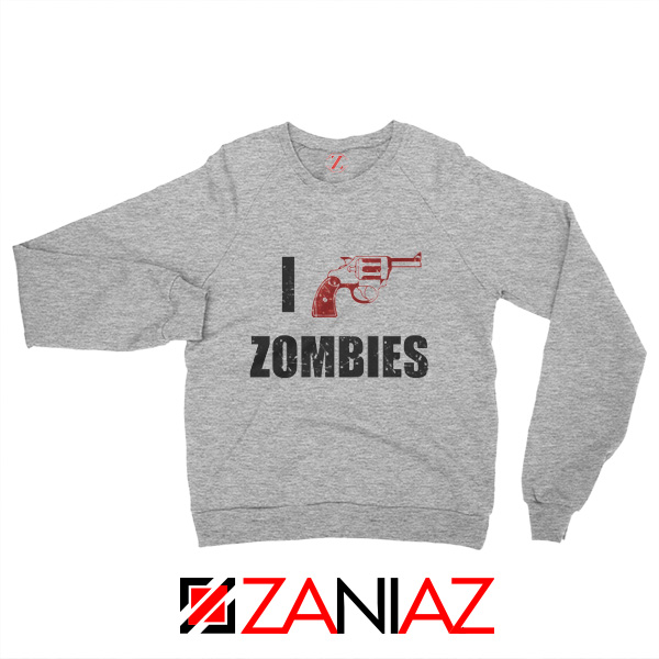 I Heart Zombies Sweatshirt The Walking Dead Sweatshirt Size S-2XL Sport Grey