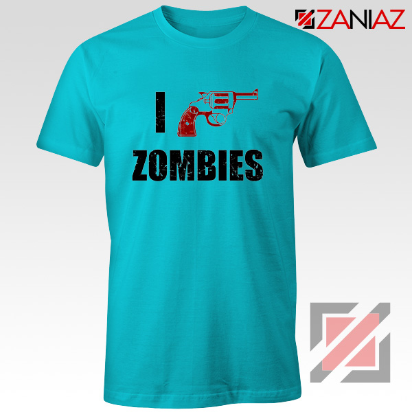 I Heart Zombies T-Shirt The Walking Dead Tee Best Shirt Size S-3XL Light Blue
