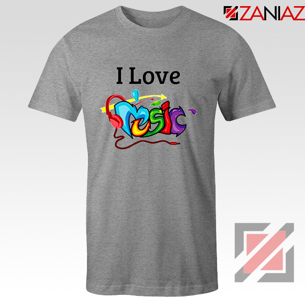 I Love Music T-Shirt The Best Music Festival T-Shirts Size S-3XL Grey