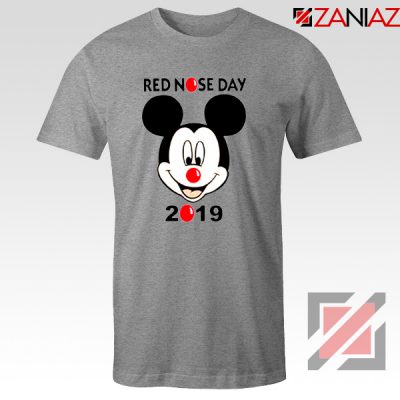 Mickey Mouse Red Nose Day T-Shirt Comic Relief T-Shirt Size S-3XL Grey
