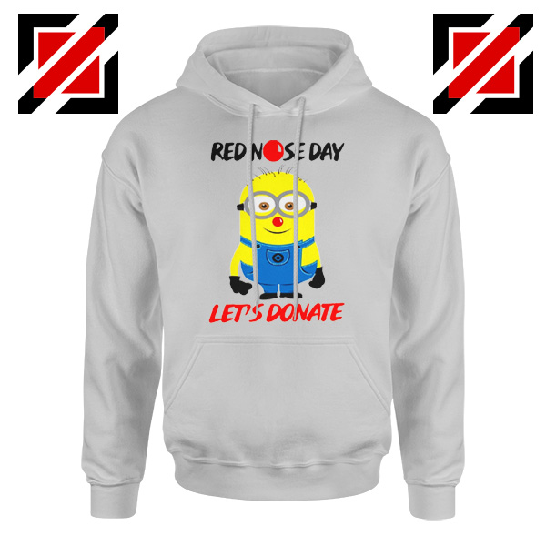Minion Red Nose Day Hoodie Funny Minion Hoodie Size S-2XL Sport Grey
