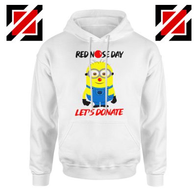 Minion Red Nose Day Hoodie Funny Minion Hoodie Size S-2XL White