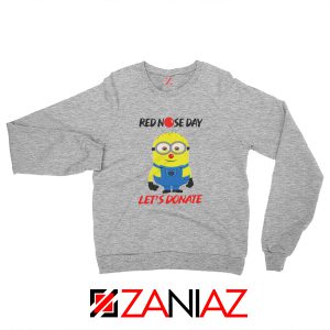 Minion Red Nose Day Sweatshirt Funny Minion Sweatshirt Size S-2XL Sport Grey