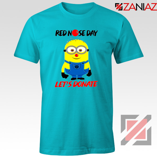 Minion Red Nose Day T-Shirt Funny Minion Tshirts Size S-3XL Light Blue