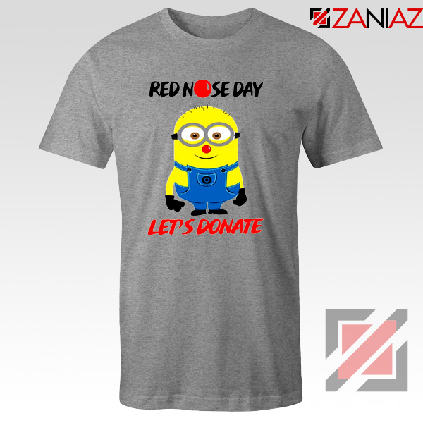 Minion Red Nose Day T-Shirt Funny Minion Tshirts Size S-3XL Sport Grey