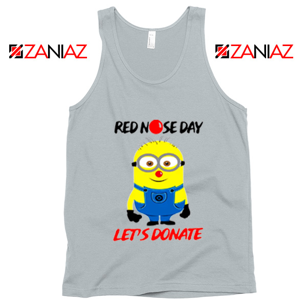 Minion Red Nose Day Tank Top Funny Minion Tank Tops Silver