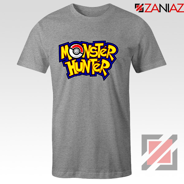 Monster Hunter Pokemon T-Shirt Pocket Monsters T-shirt Size S-3XL Sport Grey