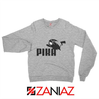 Pika Sweatshirt Pokemon and Puma Parody Sweatshirt Size S-2XL Sport Grey