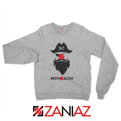 Pirate Red Nose Day Sweatshirt Comic Relief Sweatshirt Size S-2XL Sport Grey