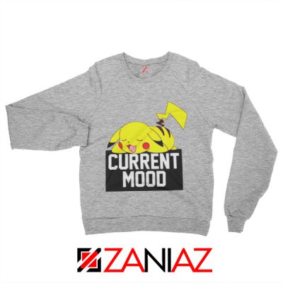 Pokemon Pikachu Current Mood Adult Best Sweatshirt Size S-2XL Sport Grey
