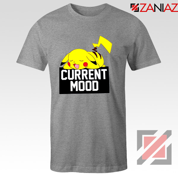 Pokemon Pikachu Current Mood Adult Best T-Shirt Size S-3XL Sport Grey