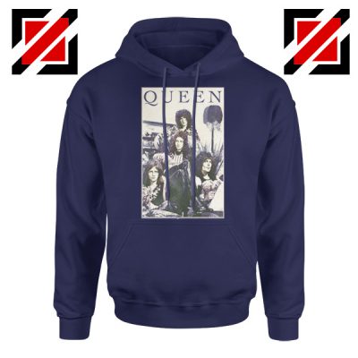 Queen Band Frame Hoodie Music Rock Band Hoodie Size S-2XL Navy Blue