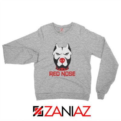 Red Nose Day Pitbull Dog Sweatshirt Comic Relief Sweatshirt Size S-2XL Sport Grey