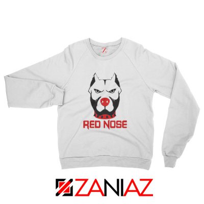 Red Nose Day Pitbull Dog Sweatshirt Comic Relief Sweatshirt Size S-2XL White