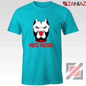 Red Nose Day Pitbull Dog T-Shirt Comic Relief T-Shirt Size S-3XL Light Blue