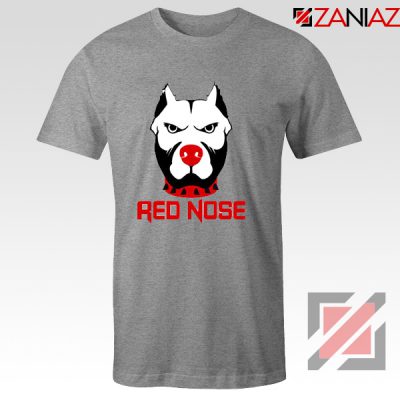 Red Nose Day Pitbull Dog T-Shirt Comic Relief T-Shirt Size S-3XL Sport Grey