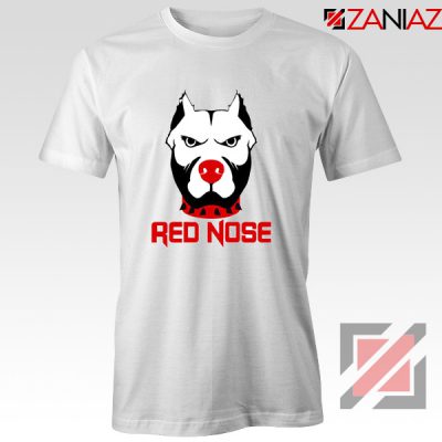 Red Nose Day Pitbull Dog T-Shirt Comic Relief T-Shirt Size S-3XL White