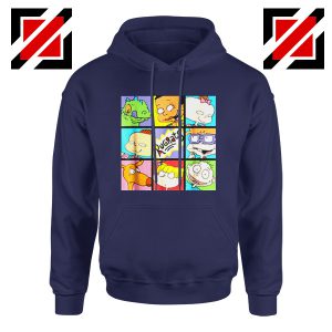 Rugrats Character Grid Hoodie Televion Series Hoodie Size S-2XL Navy