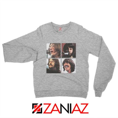 The Beatles Face Sweatshirt Rock Band Music Sweatshirt Size S-2XL Sport Grey