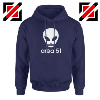 Area 51 Alien Hoodie 3 Stripe Adidas Logo Parody Hoodie Size S-2XL Navy Blue