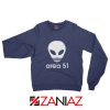 Area 51 Alien Sweatshirt 3 Stripe Adidas Logo Parody Sweatshirt Navy Blue